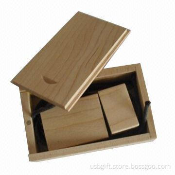 USB flash memory, custom logo wood material, 2GB memory capacity, promotional gift